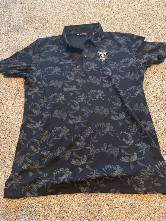 Travis Mathew Other - Travis Mathew Black Floral All-over-print Polo size L- Royal Troon Embroidered
